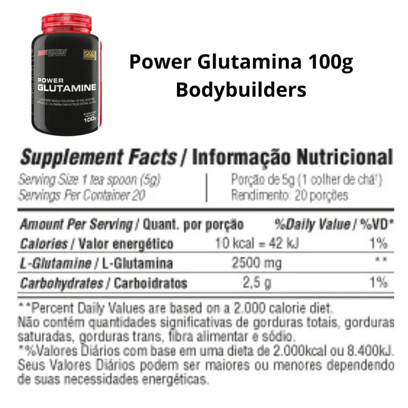 Kit 5x Power Glutamine 100g - Bodybuilders