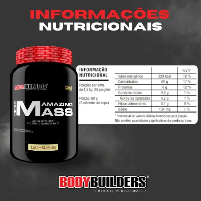 Hypercaloric Hyper Amazing Mass 1,5kg - Bodybuilders Hypercaloric Mass for Weight Gain