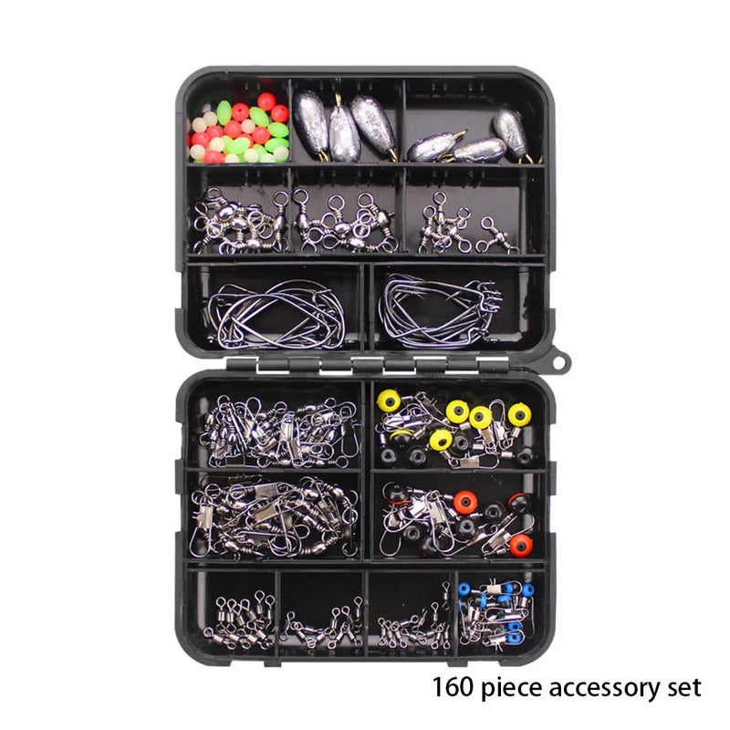 160 Pcs Equipamentos de Pesca Set Acessórios de Substituição Profissional Fisherman Swivels Snaps Sliders Kit de Pesca Acessórios 187pcs