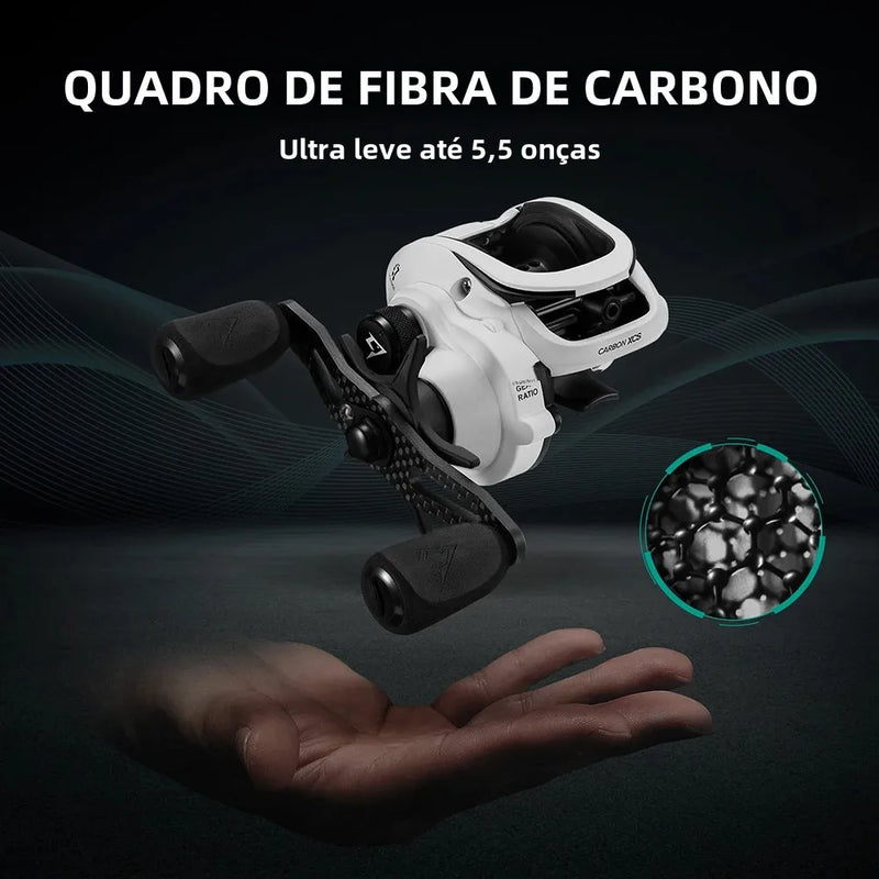 Carretilha de Pesca de Isqueiro Piscifun Carbon XCS 5.5 oz Carretilha de Pesca de Arremesso 8.1:1 Relação de Engrenagem & Sistema de Freio Duplo Carretilha de Montagem