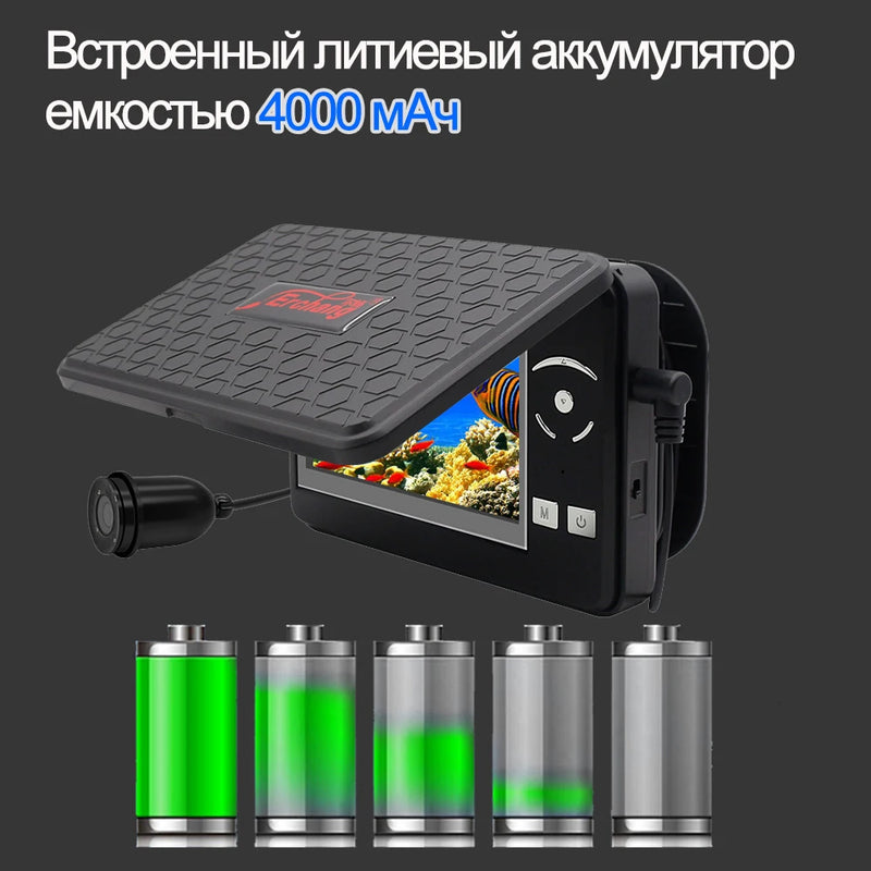 Câmera de pesca subaquática Erchang F431B para pesca de inverno 15m Câmera de 4,3 polegadas para pescador