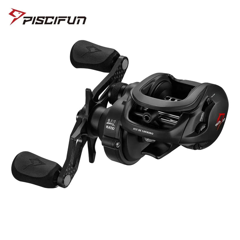 Carretilha de Pesca de Isqueiro Piscifun Carbon XCS 5.5 oz Carretilha de Pesca de Arremesso 8.1:1 Relação de Engrenagem & Sistema de Freio Duplo Carretilha de Montagem